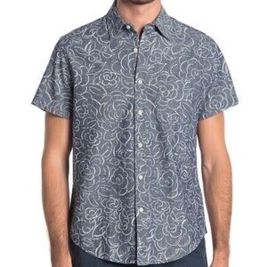 J.Crew Mercantile Men's Slim-fit Short-Sleeve Printed Chambray Shirt